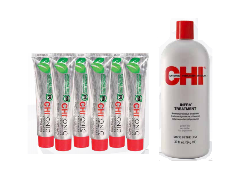 Chi Ionic Permanant Shine Hair Color 12 Pieces With Free Infra Treatment 32oz